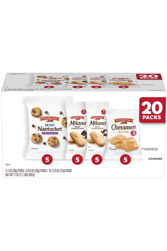 Cookies Variety Pack, Snack Packs, 20 Pk