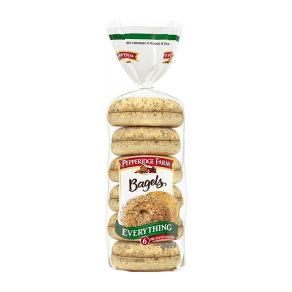 Pepperidge Farm Everything Pre-Sliced Bagels, 4-Pack 6 Count Bags