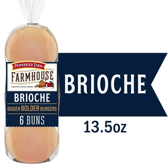 Pepperidge Farm Farmhouse Brioche Hamburger Buns, 6-Pack Bag