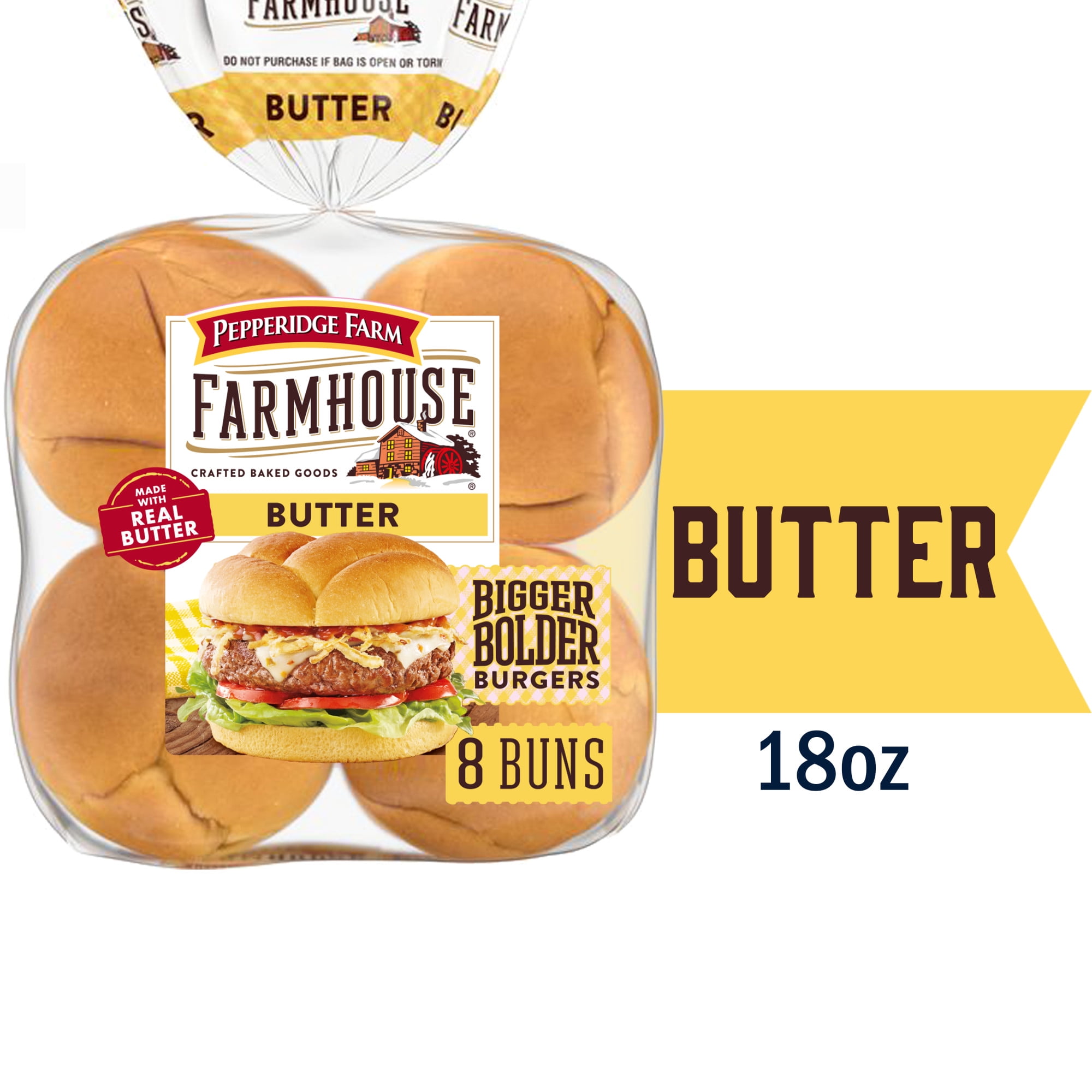 Pepperidge Farm Farmhouse Butter Hamburger Buns, 8-Pack Bag