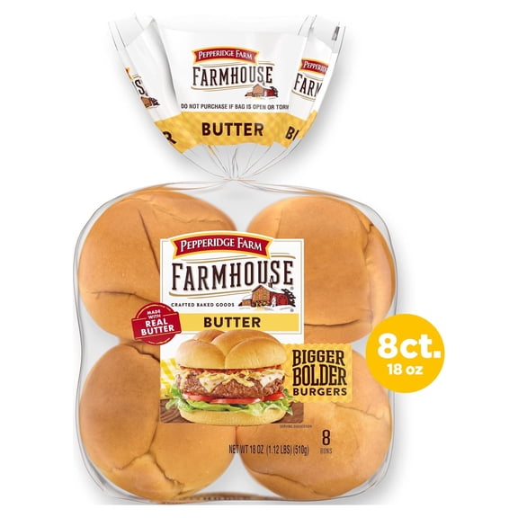 Pepperidge Farm Farmhouse Butter Hamburger Buns, (Pack of 5)