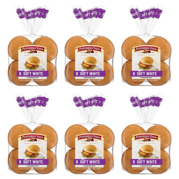 Pepperidge Farm Farmhouse Butter Hamburger Buns, (Pack of 6)