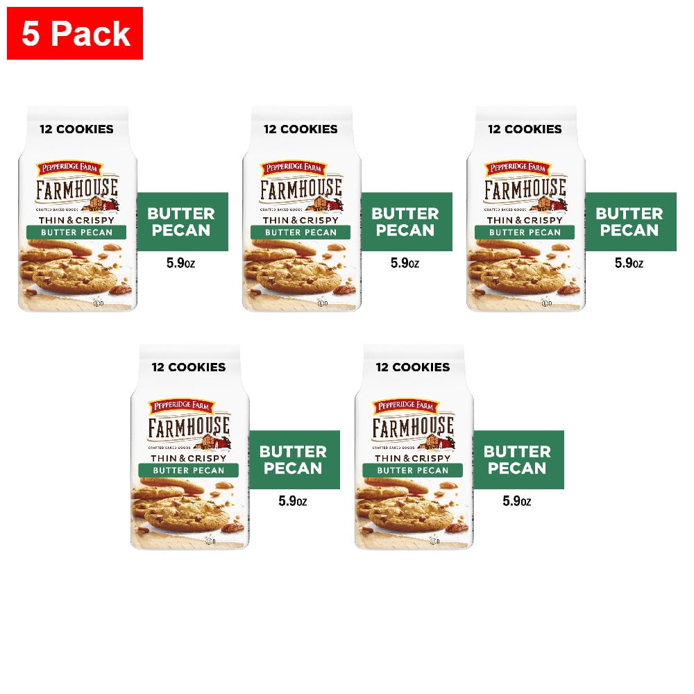 Pepperidge Farm Farmhouse Thin & Crispy Butter Pecan Cookies, 5.9 Oz Bag 5.9 oz - 5 Pack