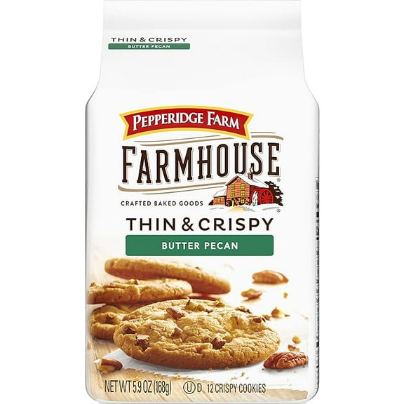 Pepperidge Farm Farmhouse Thin & Crispy Butter Pecan Cookies, 5.9 oz. Bag ( Pack of 2 )