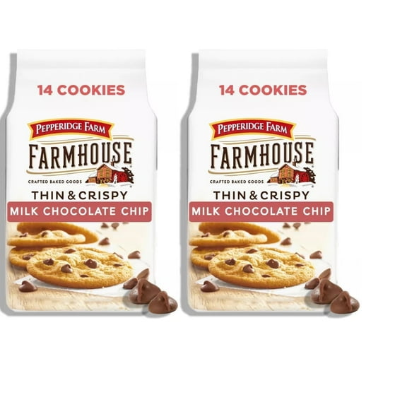Pepperidge Farm Farmhouse Thin & Crispy Milk Chocolate Chip Cookies - 6.9oz Pack of 2