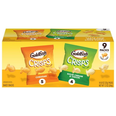 Pepperidge Farm Goldfish Cheddar Cheese and Sour Cream Baked Snack Crackers Tray, 0.8oz, 9 Packs