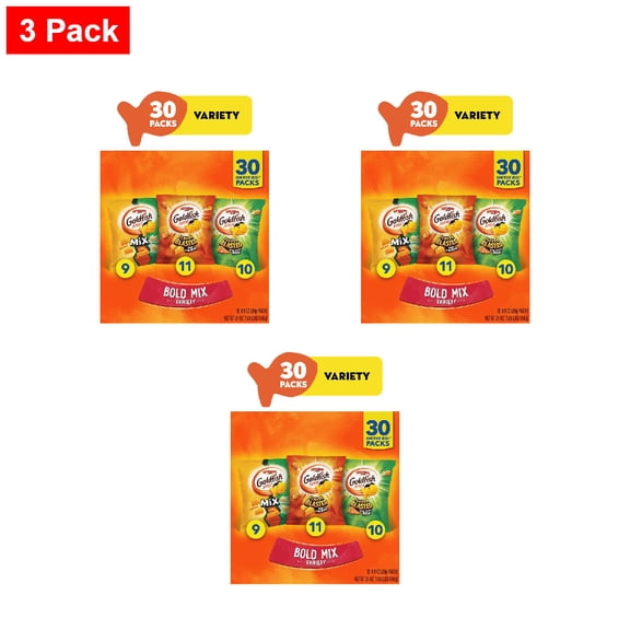 Pepperidge Farm Goldfish Bold Mix Cheese Crackers Variety Pack 30 ct / 0.9 oz - 3 Pack