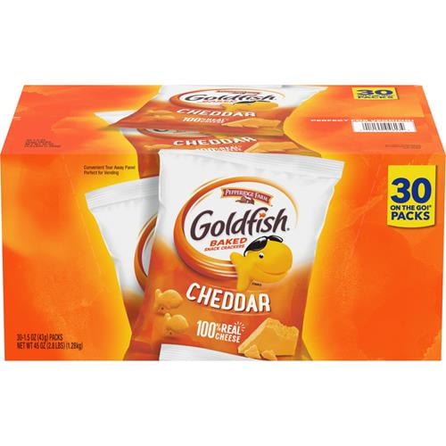 Pepperidge Farm Goldfish Cheddar Crackers, 1.5 Oz. Snack Packs, 30 Count - Pack of 2