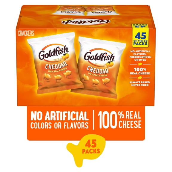 Goldfish Cheddar Crackers, 1 oz. Snack Packs, 45-Count Multi-Pack Box