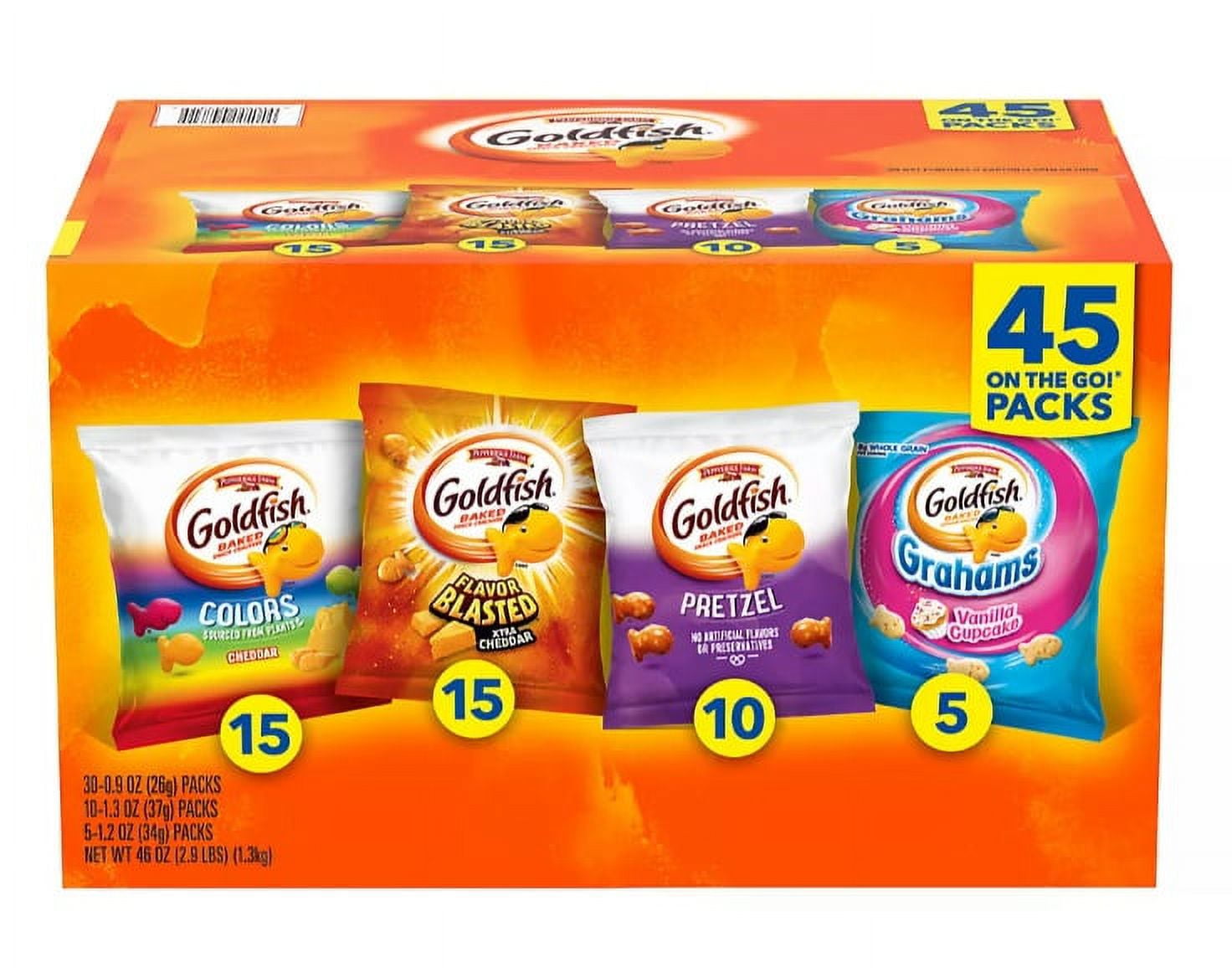 Pepperidge Farm Goldfish Crackers Sweet & Savory Variety Snack Packs, 45 pk.