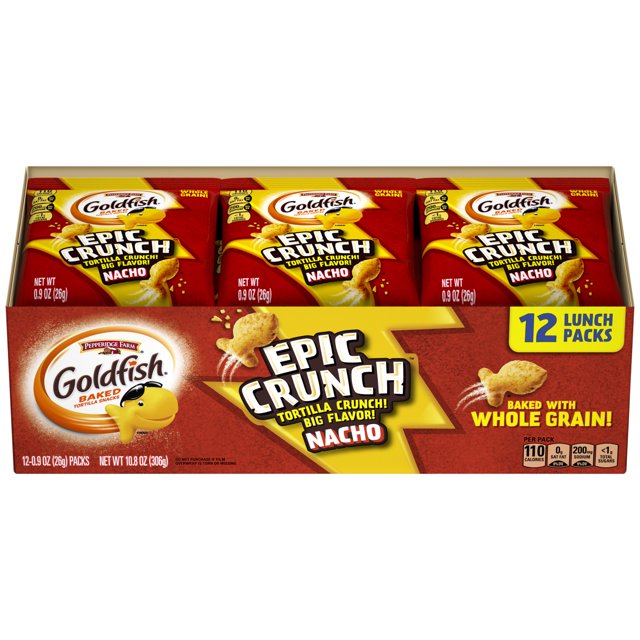 Pepperidge Farm Goldfish Epic Crunch Nacho Crackers, 0.9 oz. Pouch, 12 ...