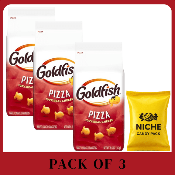 Pepperidge Farm Goldfish Pizza Crackers Candy Pack Baked Snack Crackers, 6.6 oz Bag, 3-Pack | Fun Pizza Flavor Cheese Snacks