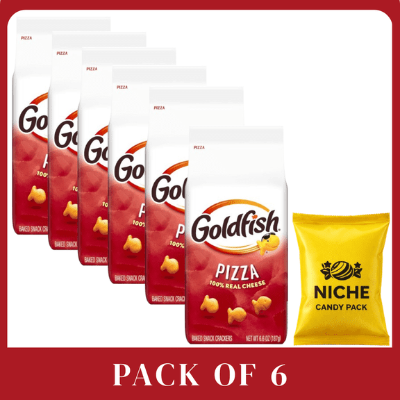 Pepperidge Farm Goldfish Pizza Crackers Candy Pack Baked Snack Crackers, 6.6oz Bag, 6Pack | Fun Pizza Flavor Cheese Snacks