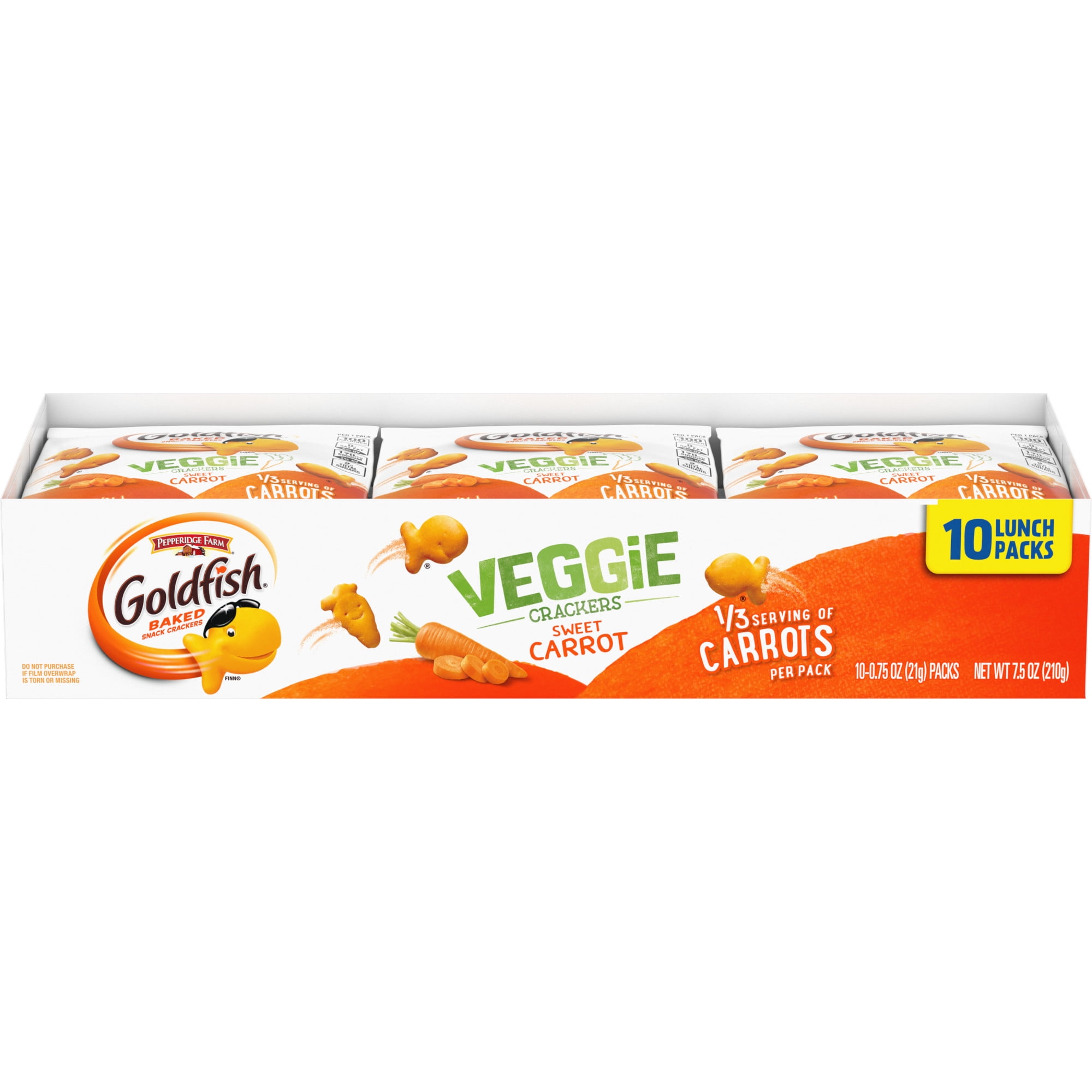 Pepperidge Farm Goldfish Veggie crackers, Sweet Carrot, 0.75-oz. Packs, 10 Snack Packs