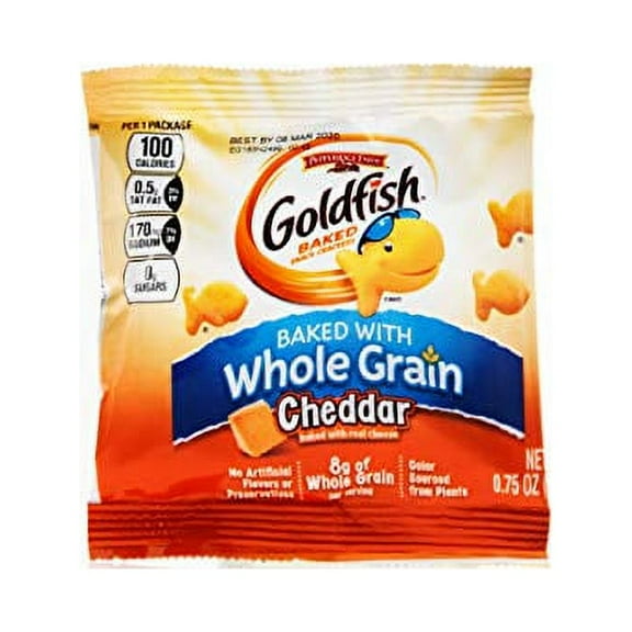 Pepperidge Farm Goldfish Whole Grain 100 Calorie Snack Crackers, Cheddar, .75 Ounce, Pack of 100