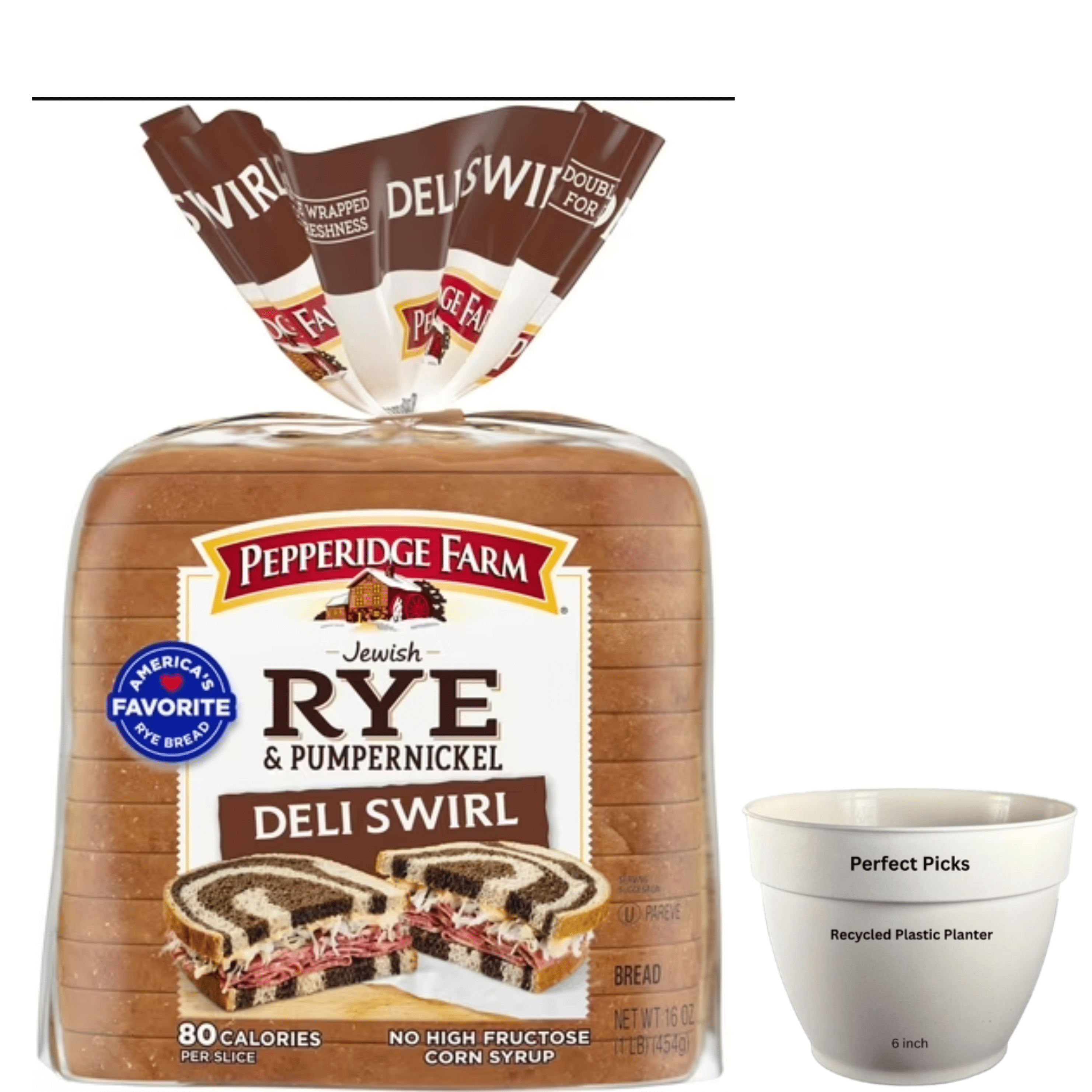 Pepperidge Farm Jewish Rye & Pumpernickel Deli Swirl Bread, 16 oz. Bag ...
