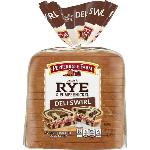 Pepperidge Farm Jewish Rye & Pumpernickel Deli Swirl Bread, 4-Pack 16 oz. Loaves 7009