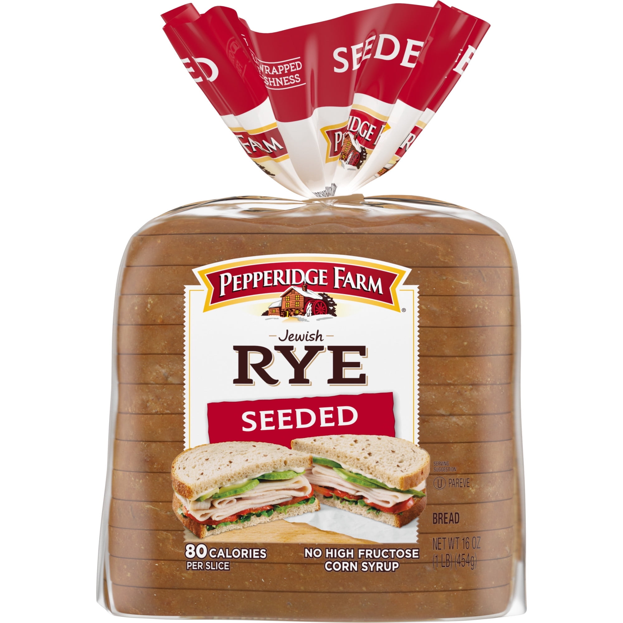 Pepperidge Farm Jewish Rye Seeded Bread, 16 oz Bag (Pack of 4)