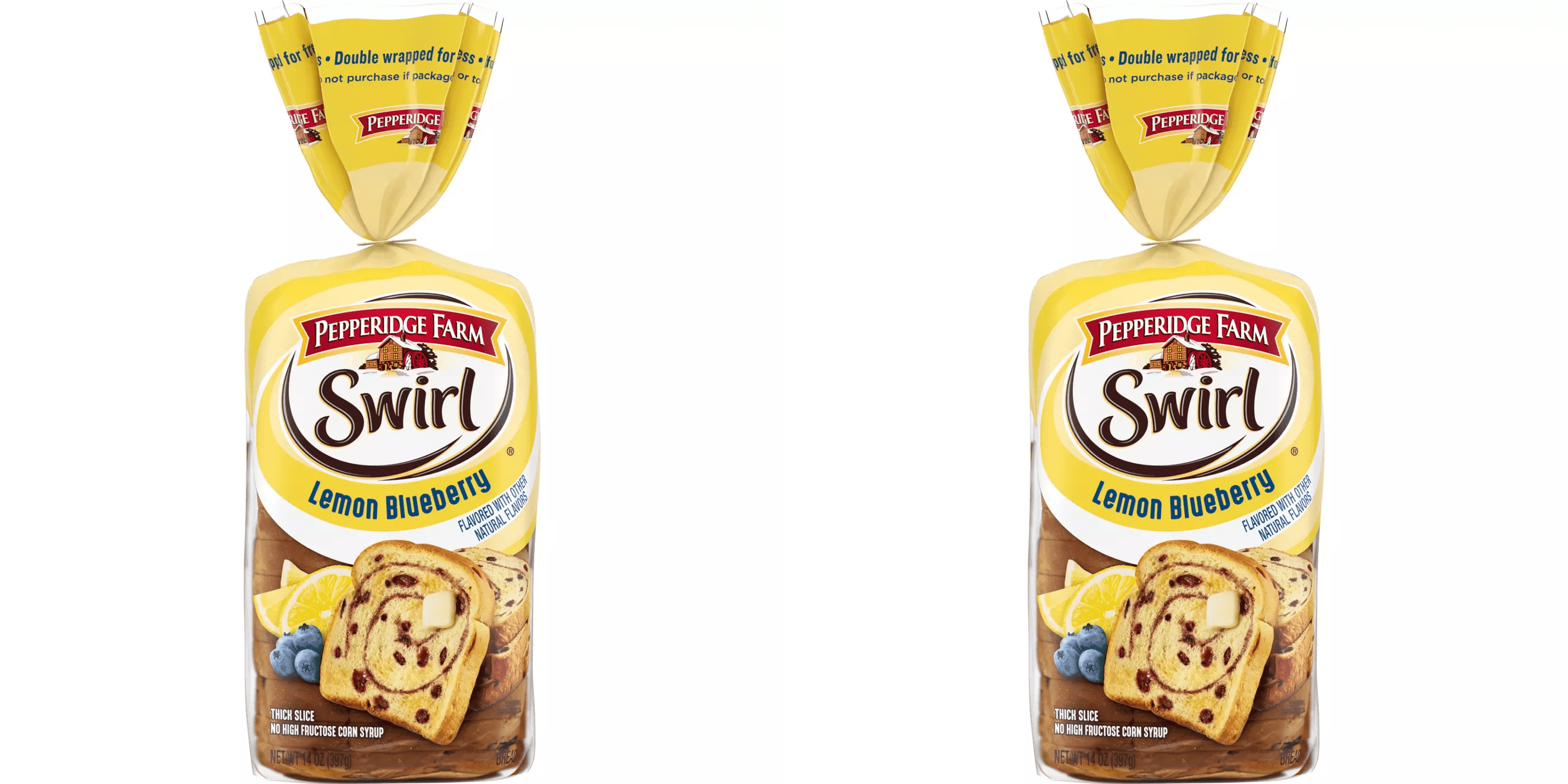 Pepperidge Farm Lemon Blueberry Swirl Thin Sliced Bread, 14 oz pack of 2