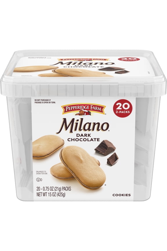 Milano Cookies, Dark Chocolate, 20 Packs, 2 Cookies per Pack
