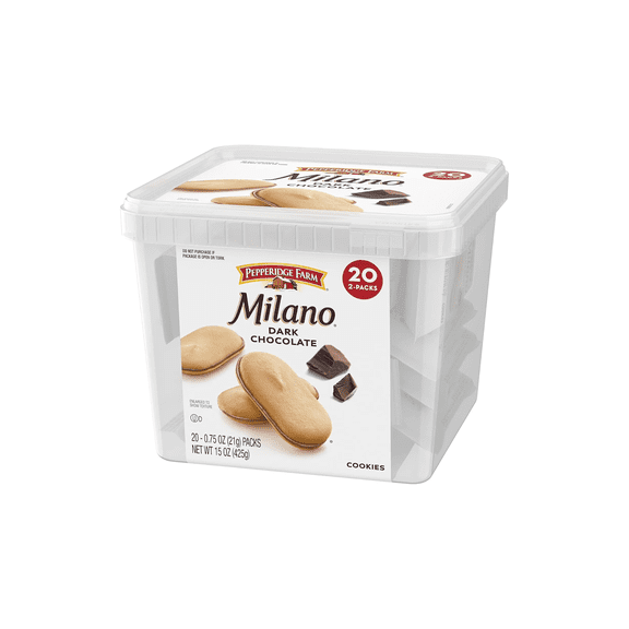 Pepperidge Farm Milano Dark Chocolate Cookies, 20 Snack Packs (0.75 oz Each)