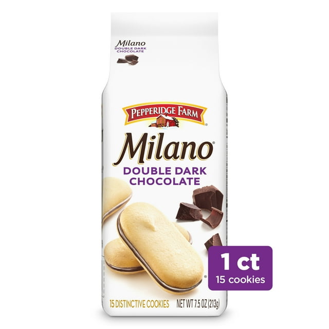 Pepperidge Farm Milano Double Dark Chocolate Cookies, 7.5 oz Bag (15 Cookies)
