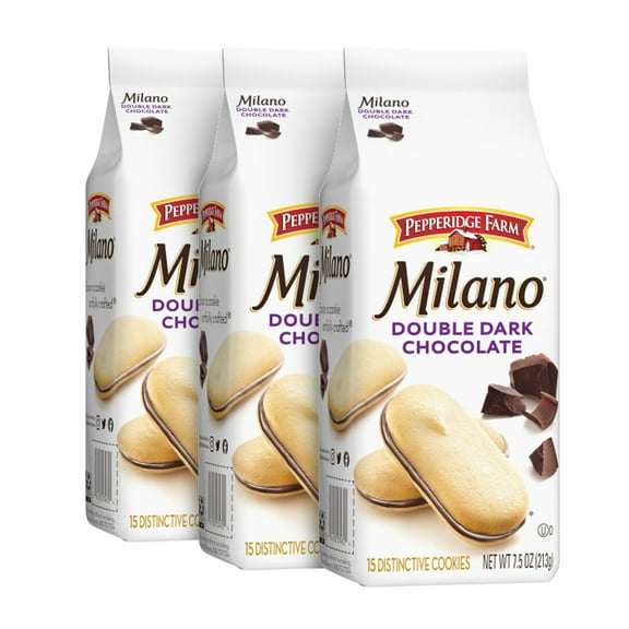 Pepperidge Farm Milano, Double Dark Chocolate Cookies, 7.5 oz Bags, 3 Count