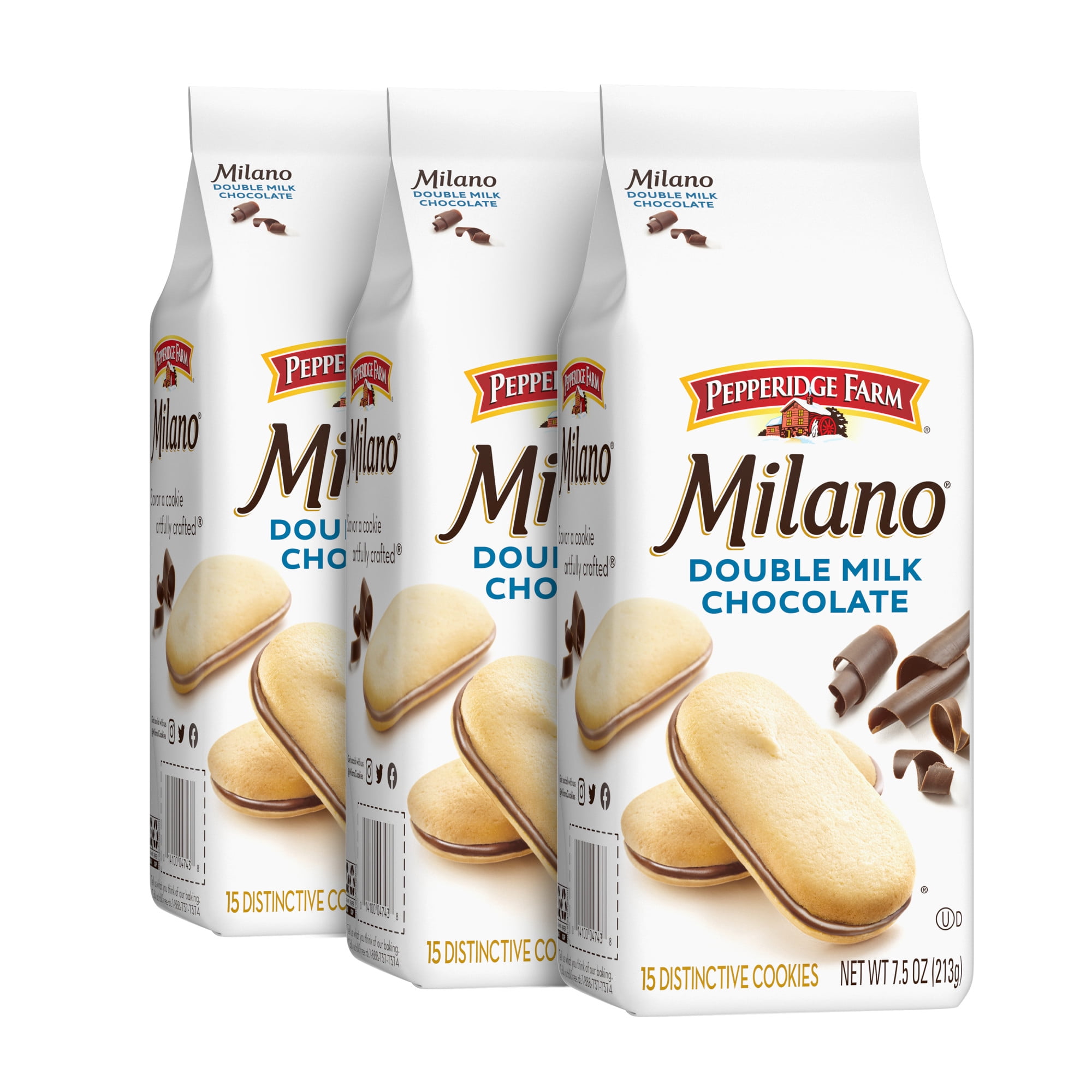 Pepperidge Farm Milano, Double Milk Chocolate Cookies, 7.5 oz Bags, 3 Count