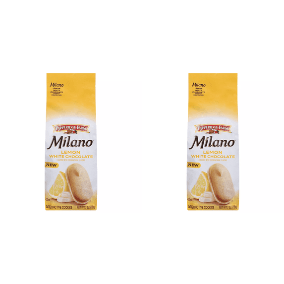 Pepperidge Farm Milano Lemon White Chocolate Cookies, 7 oz pack of 2