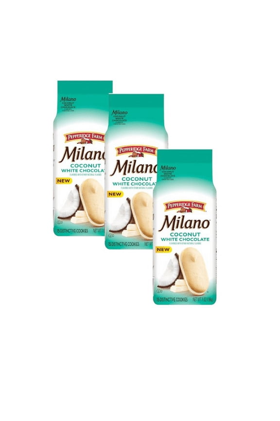Milano White Chocolate Coconut Flavored Cookies, 7 oz (6Pack)