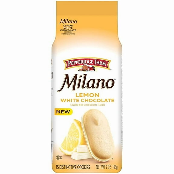 Pepperidge Farm Milano White Chocolate Lemon Flavored Cookies, 7 Oz Bag