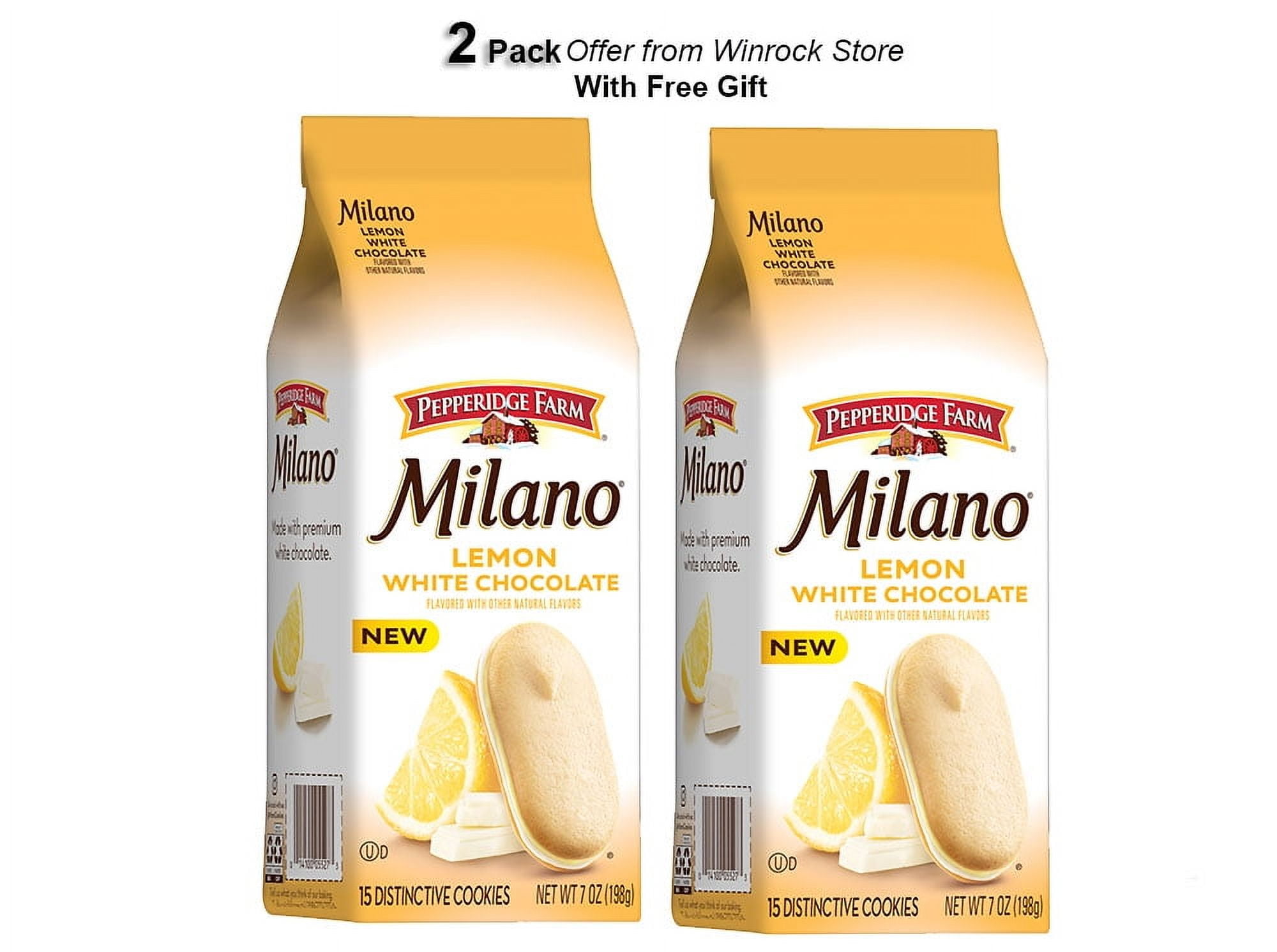 Pepperidge Farm Milano White Chocolate Lemon Flavored Cookies, 7 oz (2 Pack)