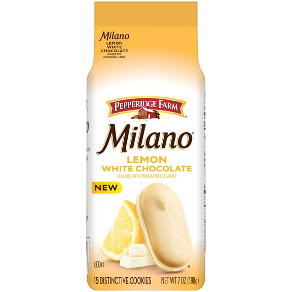 Pepperidge Farm Milano White Chocolate Lemon Flavored Cookies, 7 oz Bag