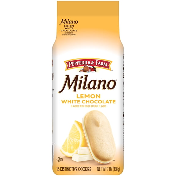 Pepperidge Farm Milano White Chocolate Lemon Flavored Cookies, 7 oz Bag