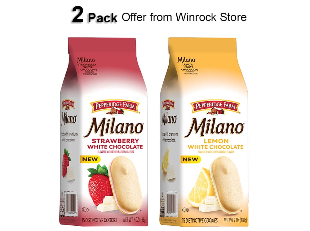 Pepperidge Farm Milano White Chocolate Lemon Flavored & White Chocolate Strawberry Flavored Cookies, 7 oz each (2 Pack) Offer from Winrock Store