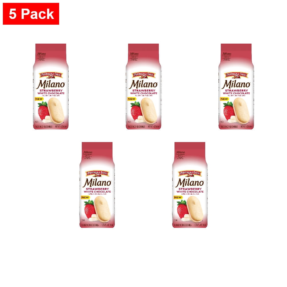 Pepperidge Farm Milano White Chocolate Strawberry Flavored Cookies 7 oz - 5 Pack