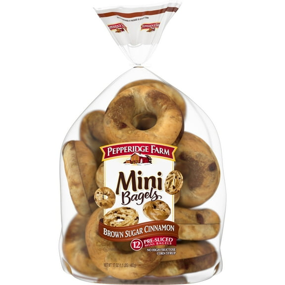 Pepperidge Farm Mini Bagels, Brown Sugar Cinnamon, 17 oz. Bag, 12-Pack