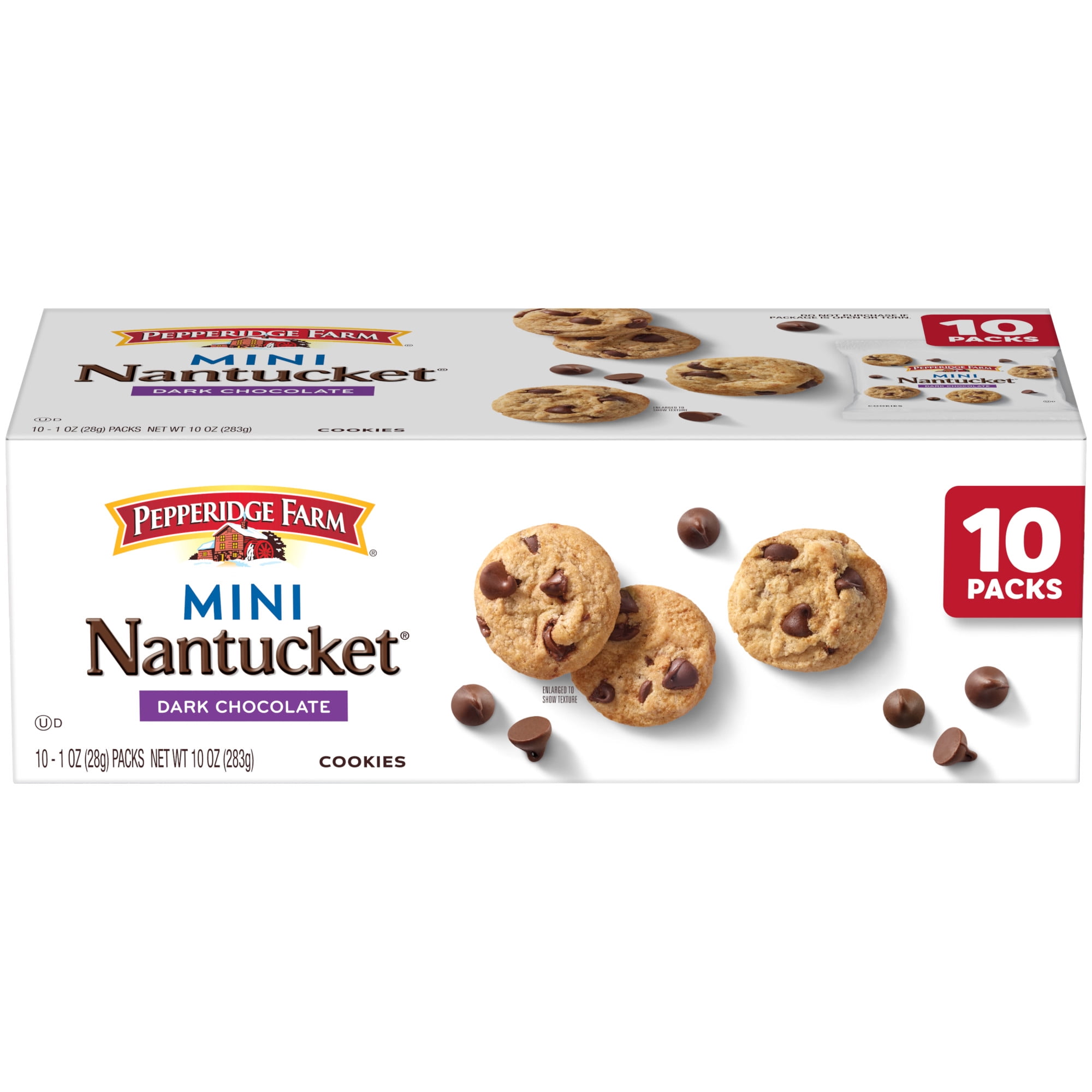 Pepperidge Farm Nantucket Mini Dark Chocolate Chip Cookies, 1 oz Snack Packs, 10 Pk