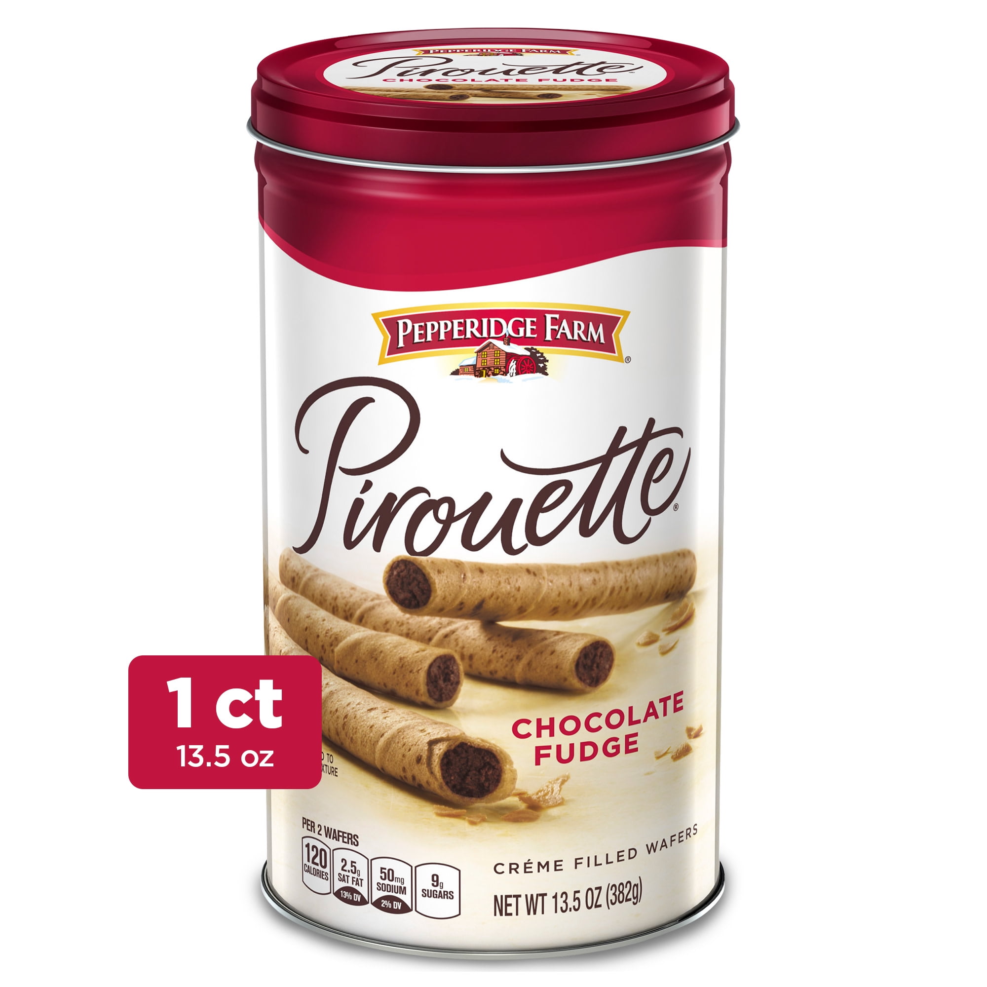 Pepperidge Farm Pirouette Cookies, Chocolate Fudge Crme Filled Wafers, 13.5 oz Tin