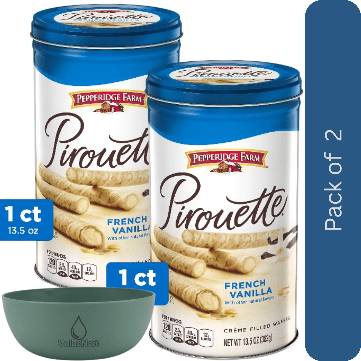 Pepperidge Farm Pirouette Cookies French Vanilla 13.5 oz Tin, 2 Pack ...
