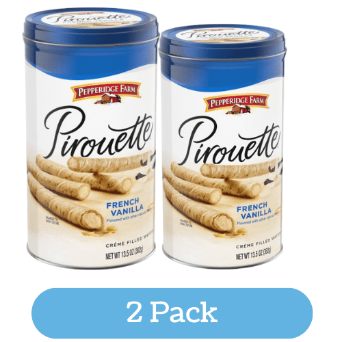 Pepperidge Farm Pirouette Cookies, French Vanilla Crme Filled Wafers, 13.5 oz Tin (2 Pack)