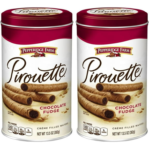 Pepperidge Farm, Pirouettes Chocolate Fudge Crme Filled Wafers, 13.5 oz. Can (Pack of 2)