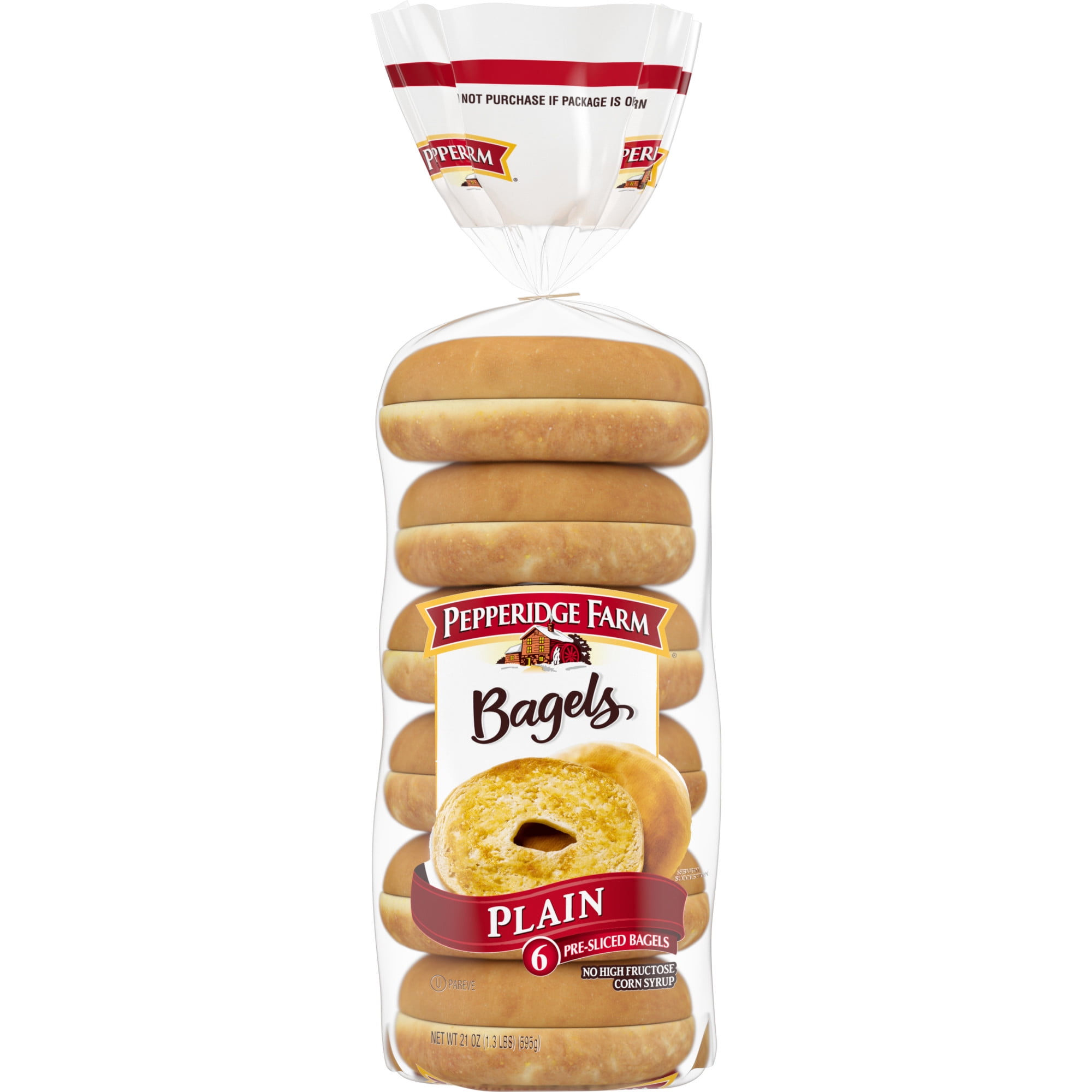 Pepperidge Farm Plain Bagels, 21 oz. Bag, 6-Pack