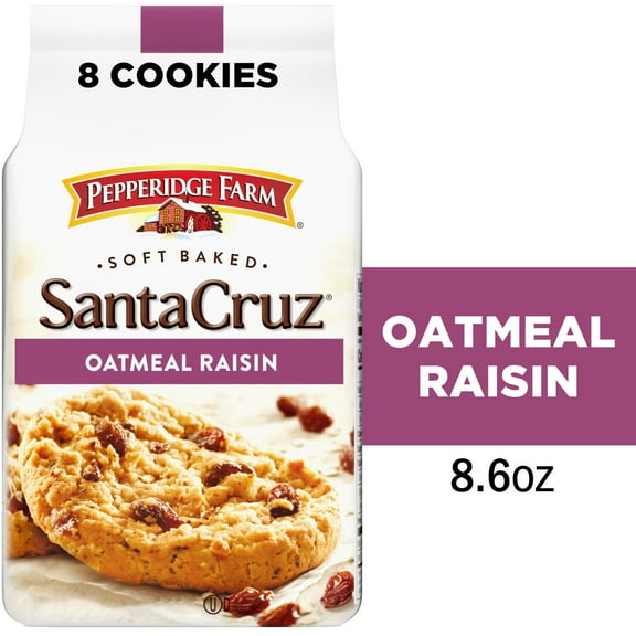 Pepperidge Farm Santa Cruz Soft Baked Oatmeal Raisin Cookies, 8.6 oz Bag (8 Cookies)
