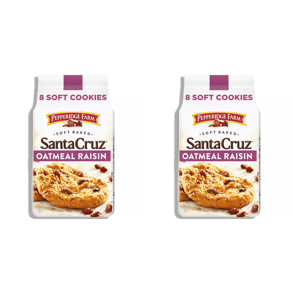 Pepperidge Farm Santa Cruz Soft Baked Oatmeal Raisin Cookies, 8.6 oz pack of 2