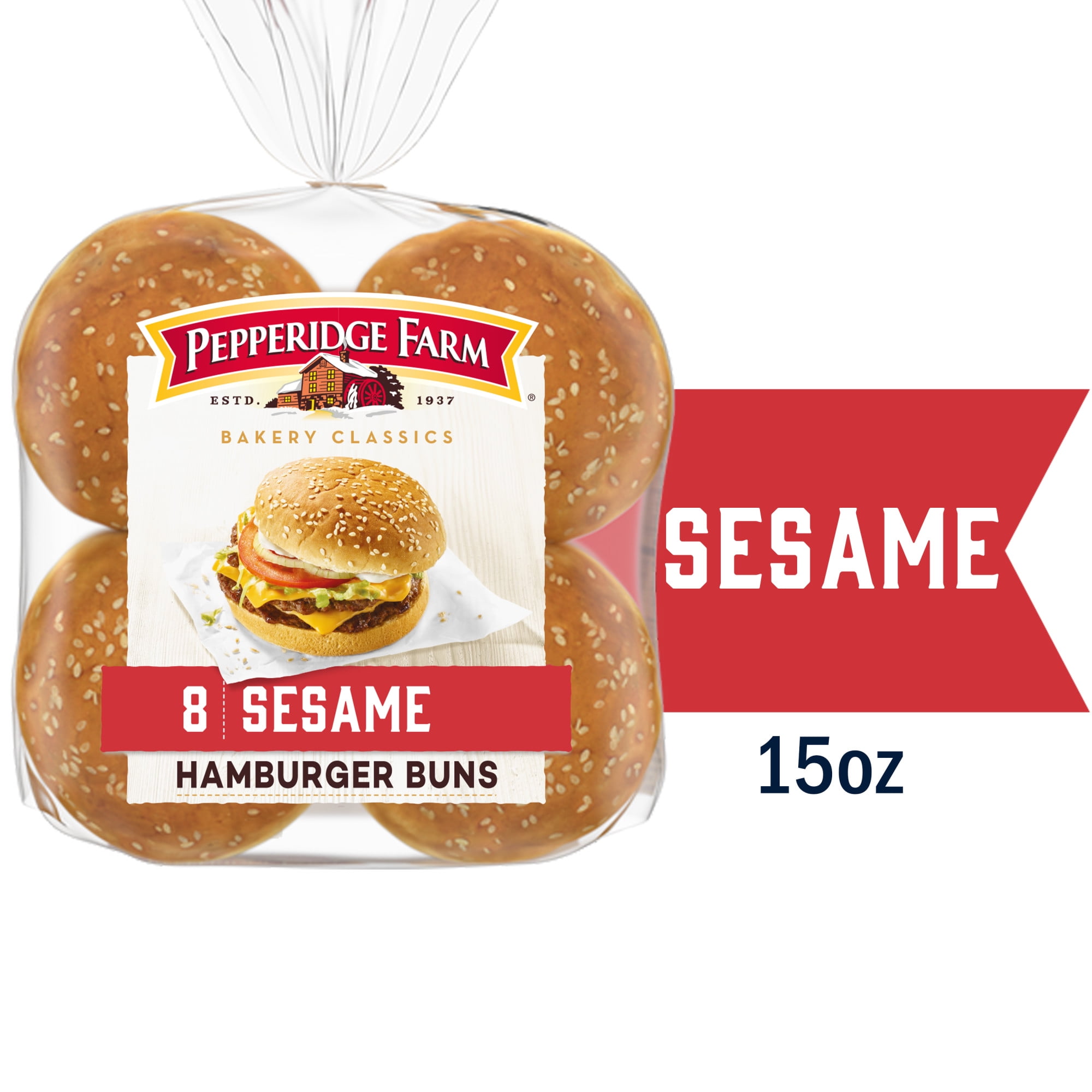 Pepperidge Farm Classic Sesame Topped Burger Buns, 8-Pack Bag
