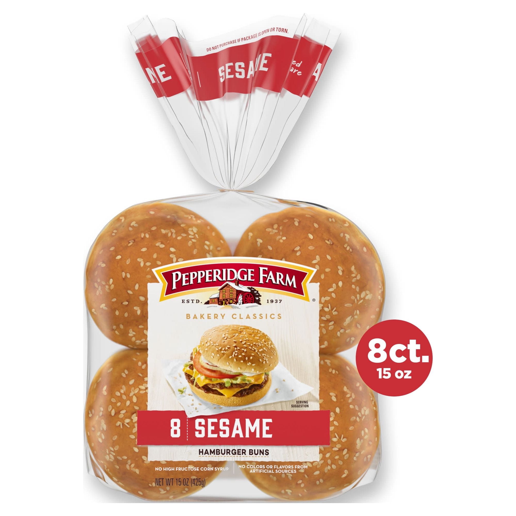 Pepperidge Farm Sesame Topped Hamburger Buns, (Pack of 11)