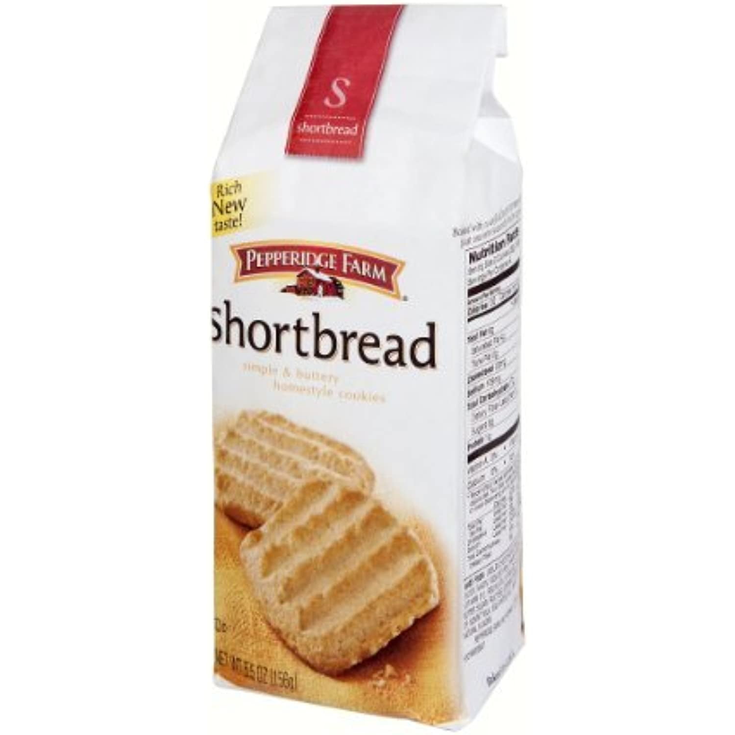 Pepperidge Farm Shortbread Simple & Buttery Homestyle Cookies, 5.5 