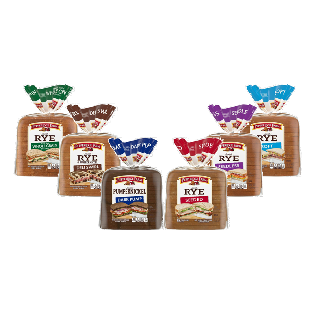 Pepperidge Farm Soft, Seeded, Seedless, Dark Pump, Deli Swirl & Whole
