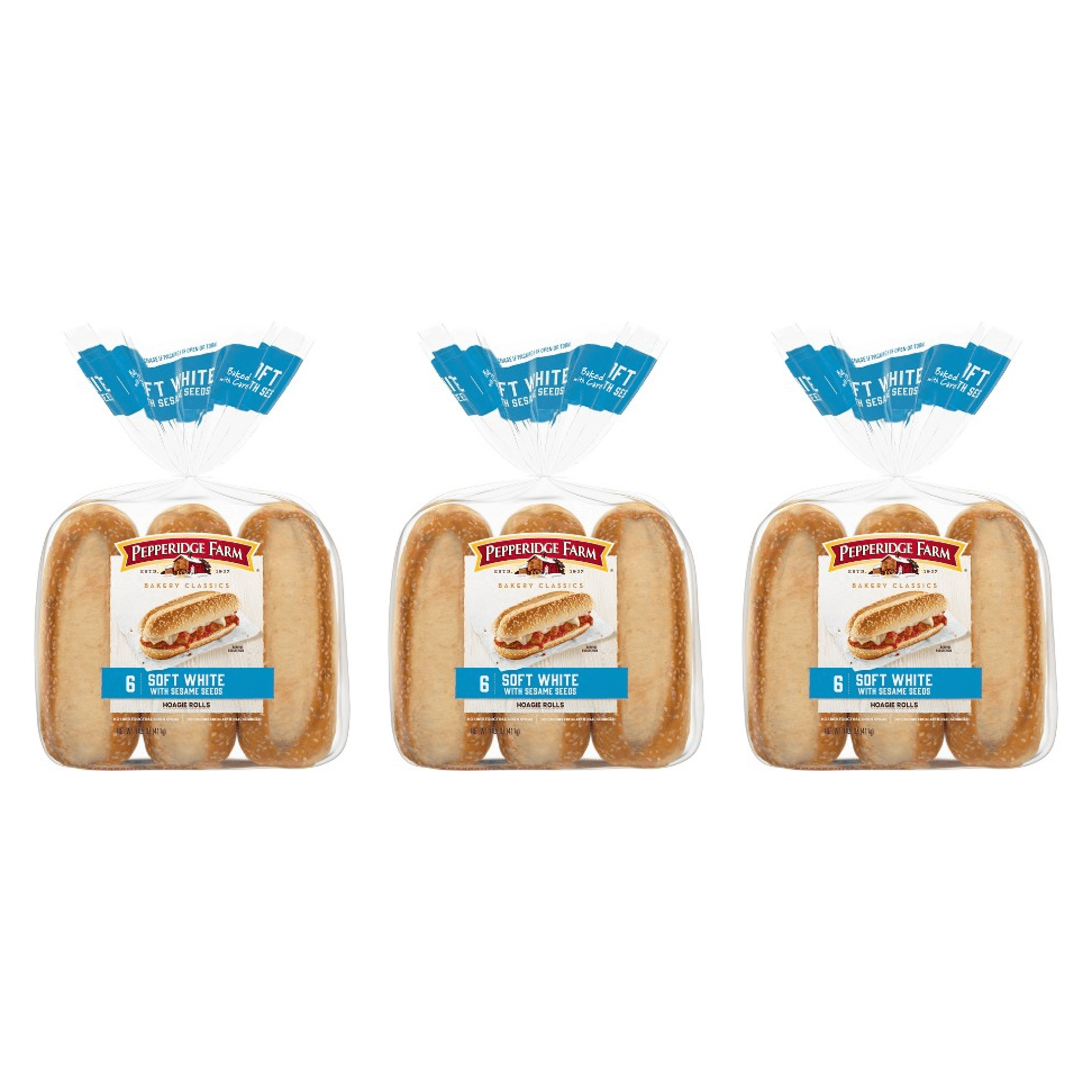 Pepperidge Farm Soft White Hoagie Rolls with Sesame Seeds 3-Pack 6